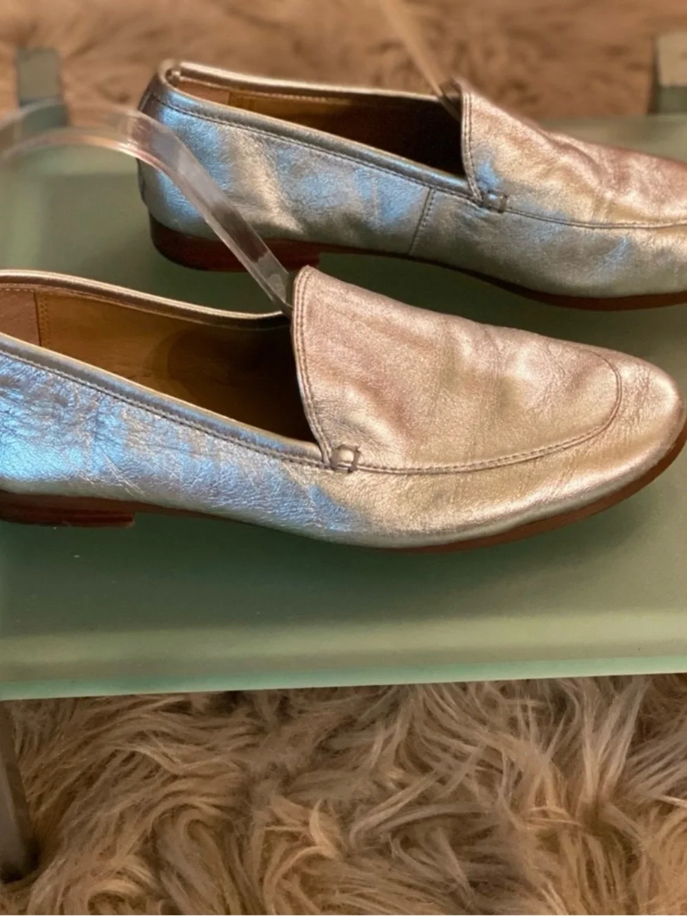Banana Republic “Demi” Metallic Silver Slip-On Loafers